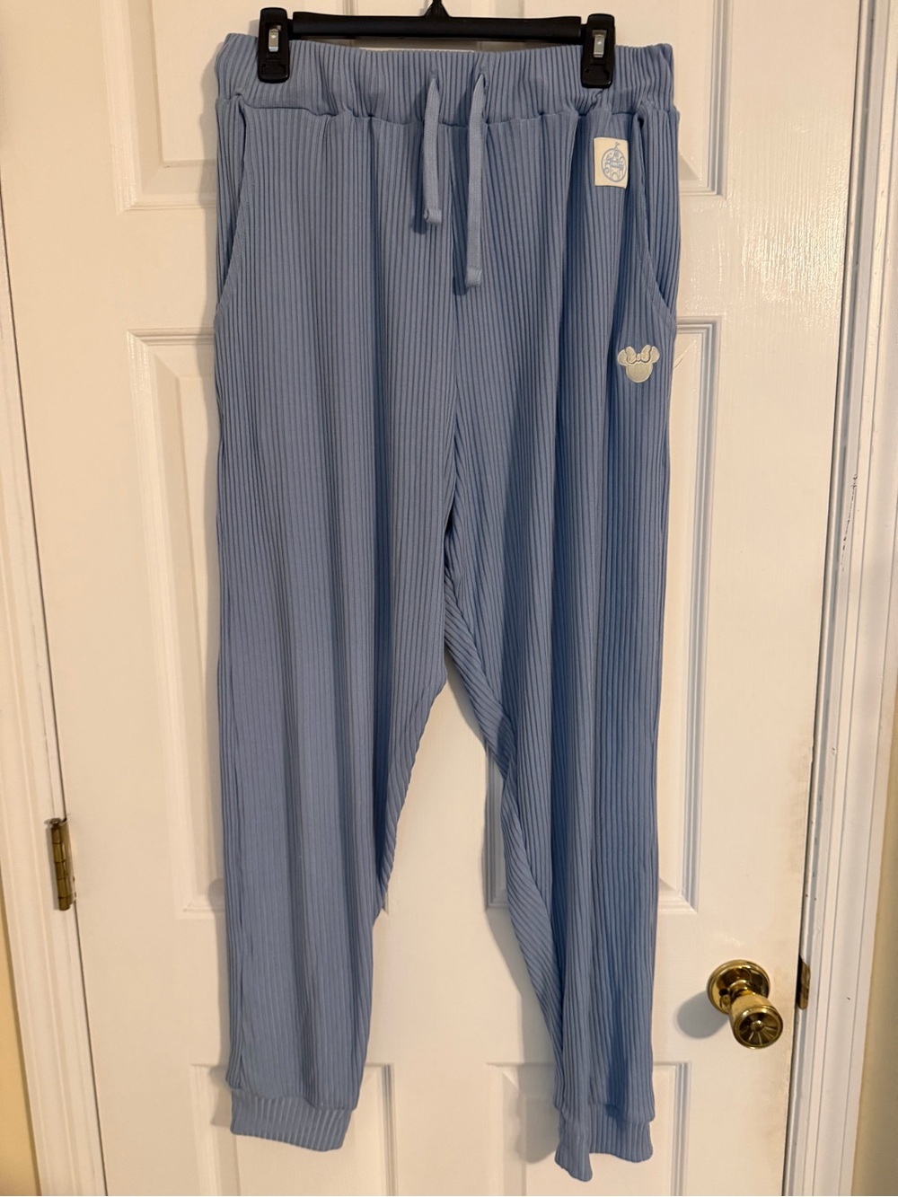 Disney Sky Blue Ribbed Jogger Sweatpants with Drawstring